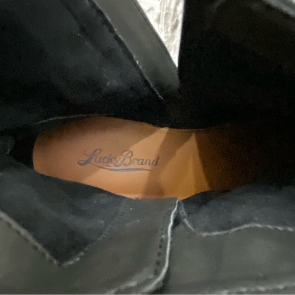 LUCKY BRAND Black Leather Double Buckle Moto Ankle Boots Size 7.5 - Picture 11 of 12